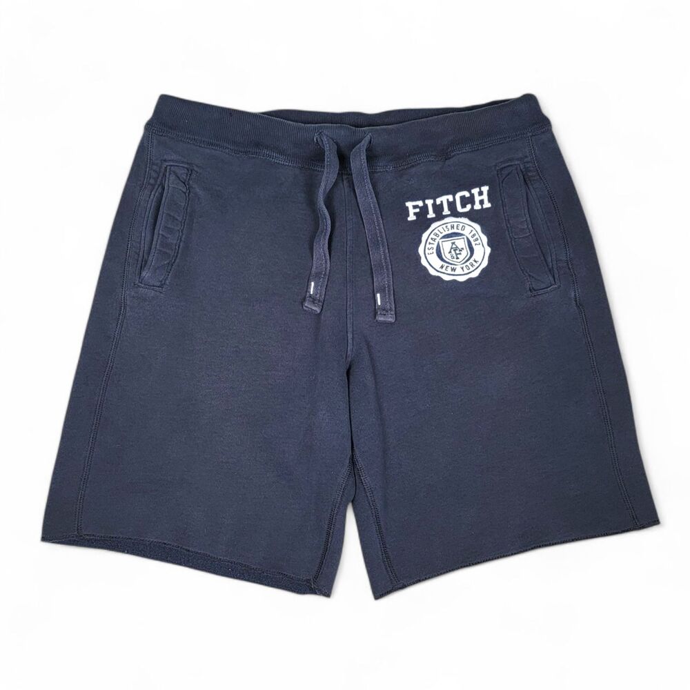Abercombie & Fitch Sweat Shorts Men's M Black Loungewear Athleisure Front Logo
